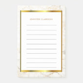 白と金ゴールドの大理石のモパターン（の模様が）あるノグラム名 ポストイット (正面)