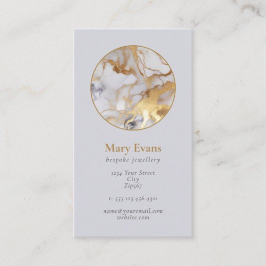 白と金ゴールドの大理石の効果モダン名刺 名刺 (正面)