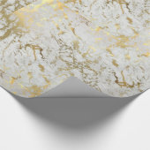 白と金ゴールドの大理石ギフトラップ ラッピングペーパー (角)