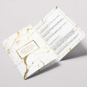 白と金ゴールドの大理石サロンまたは製品パンフレット 三つ折りカード