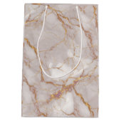 白と金ゴールドの大理石テクスチャ抱き枕 ミディアムペーパーバッグ (裏面)