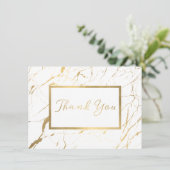 白と金ゴールドの大理石デザイナーサンキューカード サンキューカード (スタンド正面)