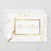 白と金ゴールドの大理石デザイナーサンキューカード サンキューカード (正面)