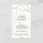 白と金ゴールドの大理石パターンデザイナー 名刺 (裏面)