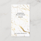 白と金ゴールドの大理石パターンデザイナー 名刺 (正面)