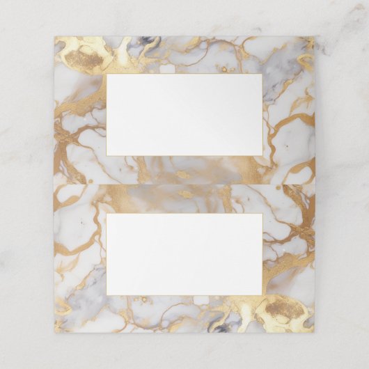 白と金ゴールドの大理石フレームゲスト名座席表 プレイスカード (外部開封)