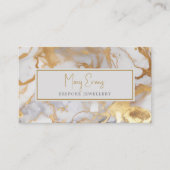 白と金ゴールドの大理石効果の名刺 名刺 (正面)