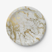 白と金ゴールドの大理石紙プレート ペーパープレート (正面)