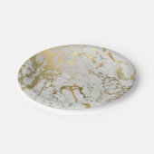 白と金ゴールドの大理石紙プレート ペーパープレート (アングル)