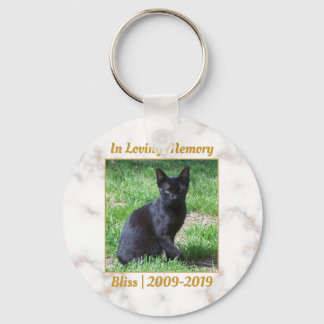 白と金ゴールドの大理石記念碑 キーホルダー