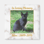 白と金ゴールドの大理石記念碑 マグネット (正面)