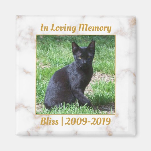 白と金ゴールドの大理石記念碑 マグネット (正面)