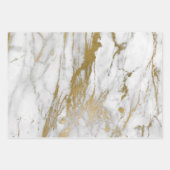 白と金ゴールドの大理石 ラッピングペーパーシート (正面2)