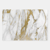 白と金ゴールドの大理石 ラッピングペーパーシート (正面)