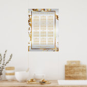 白と金ゴールドの大理石 – 座席表(12) ポスター (キッチン)