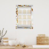 白と金ゴールドの大理石 – 座席表(9) ポスター (キッチン)