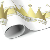 白と金ゴールドの小さな王子の赤ちゃんシャワー ラッピングペーパー (ロールコーナー)