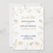 白と金ゴールドの山花のスケッチ額縁写真 セーブザデート (正面)