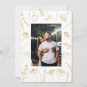 白と金ゴールドの山花のスケッチ額縁写真 セーブザデート (裏面)