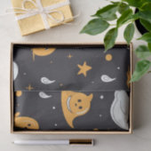 白と金ゴールドの幽霊スターズブラックハロウィーン 薄葉紙 (ギフト)