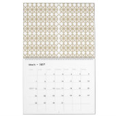 白と金ゴールドの幾何学模様 カレンダー (3月 2027)