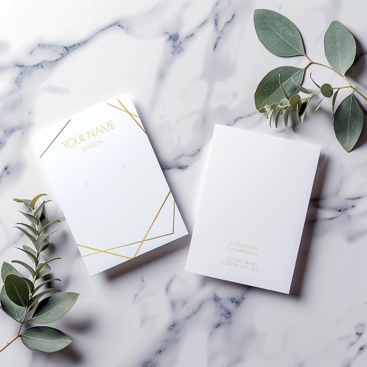 白と金ゴールドの幾何学的イヤリングディスプレイカード