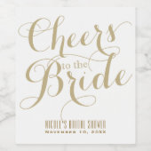 白と金ゴールドの応援ザブライドブライダルワイン ワインラベル (シングルラベル)