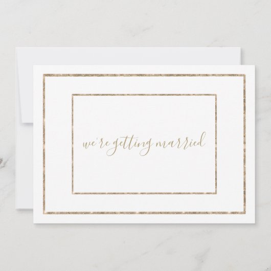 白と金ゴールドの手書き書結婚道の 招待状 (裏面)