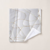 白と金ゴールドの抽象芸術の背景 バスタオルセット (ウォッシュタオル)