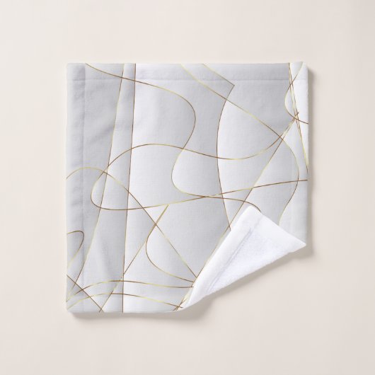 白と金ゴールドの抽象芸術の背景 バスタオルセット (ウォッシュタオル)