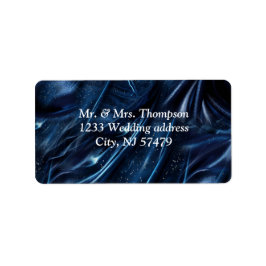 白と金ゴールドの抽象芸術の花Simmery Blue Silk ラベル