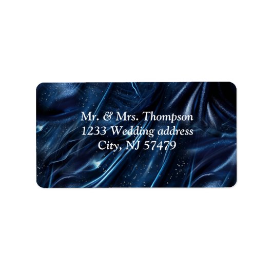 白と金ゴールドの抽象芸術の花Simmery Blue Silk ラベル (正面)