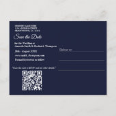 白と金ゴールドの抽象芸術の花Simmery Blue Silk 案内ポストカード (裏面)