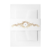 白と金ゴールドの植物性リースモノグラム結婚ズ 招待状ベリーバンド (正面例)