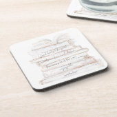 白と金ゴールドの水彩友情&ブックス引用文 コースター (左側)