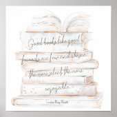 白と金ゴールドの水彩友情&ブックス引用文 ポスター (正面)