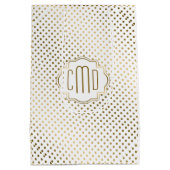 白と金ゴールドの水玉模様パターン ミディアムペーパーバッグ (裏面)