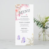 白と金ゴールドの水色のブライダルシャワー招待状 メニュー (スタンド正面)