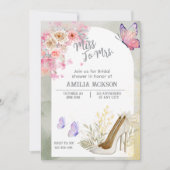 白と金ゴールドの水色のブライダルシャワー招待状 招待状 (正面)