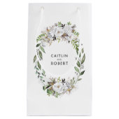 白と金ゴールドの水色の結婚花 スモールペーパーバッグ (正面)