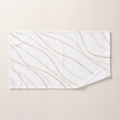 白と金ゴールドの波線グモダンラム バスタオルセット (ハンドタオル)