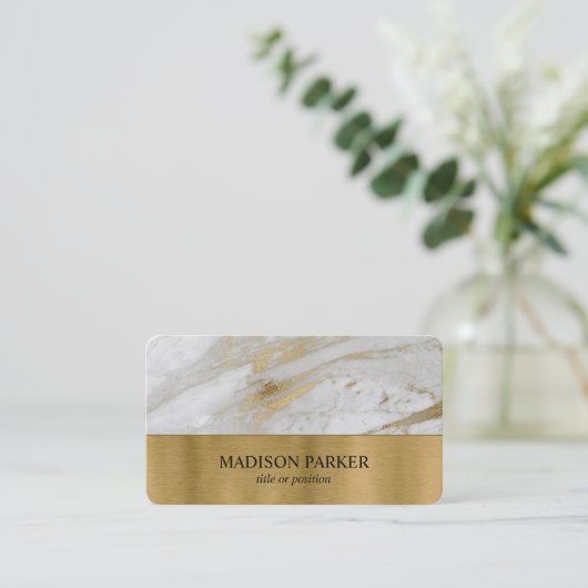 白と金ゴールドの泥棒付き名刺 名刺 (スタンド正面)