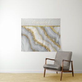 白と金ゴールドの液体ムーンストーパーソナライズされたン タペストリー