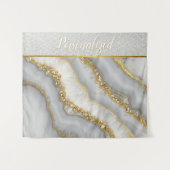 白と金ゴールドの液体ムーンストーパーソナライズされたン タペストリー (正面(横))