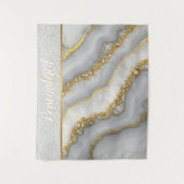 白と金ゴールドの液体ムーンストーパーソナライズされたン タペストリー (正面)