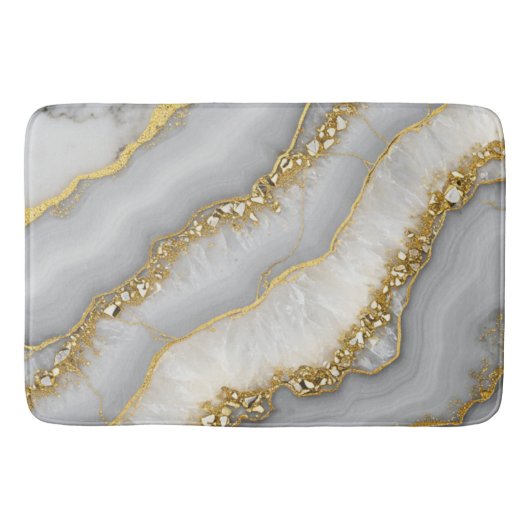 白と金ゴールドの液体ムーンストーパーソナライズされたン バスマット (正面)