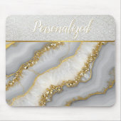 白と金ゴールドの液体ムーンストーパーソナライズされたン マウスパッド (正面)