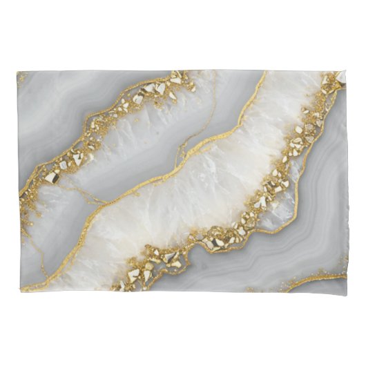 白と金ゴールドの液体ムーンストーパーソナライズされたン 枕カバー (正面左)