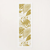 白と金ゴールドの熱帯葉パターンのヨガマット ヨガマット (裏面)