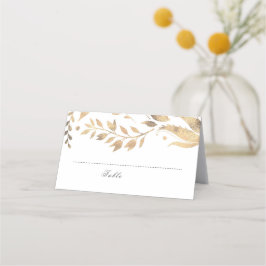 白と金ゴールドの紅葉結婚の プレイスカード